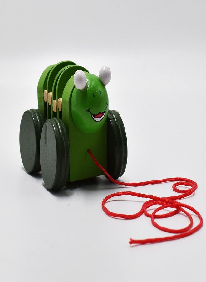 justhandmade Just Handmade Wooden Caterpillar | Dog Pull Along Toy for Kids, Colors May Vary (Combo of 2) - Image 2